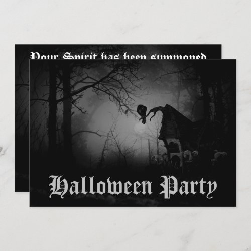 Creepy Scary Raven in Forest Halloween Party Invitation