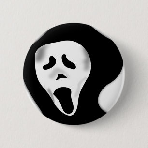 Creepy Scary Screaming Ghostly Ghoul Face Pinback Button