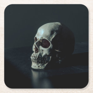Creepy Scary Skull Square Paper Coaster