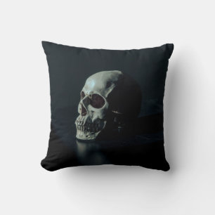 Creepy Scary Skull Throw Pillow