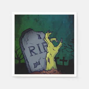 Creepy Scary Zombie Hand Grave Halloween Party Napkins