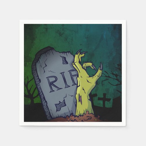 Creepy Scary Zombie Hand Grave Halloween Party Napkins