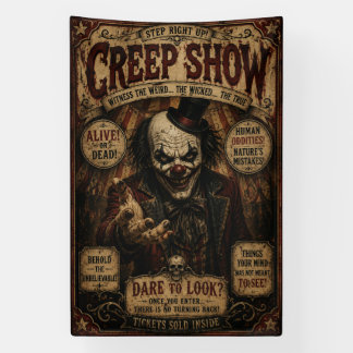 Creepy Sideshow Freak Show Vintage Carnival Banner