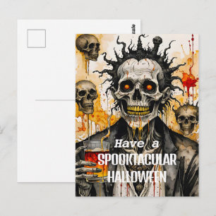 Creepy Skeleton and Skulls Postcard
