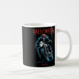 Creepy Skeleton Biker On Motorcycle Halloween Spoo Coffee Mug