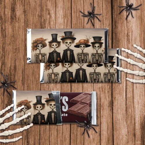 Creepy Skeleton Family Happy Halloween Hershey Bar Favors