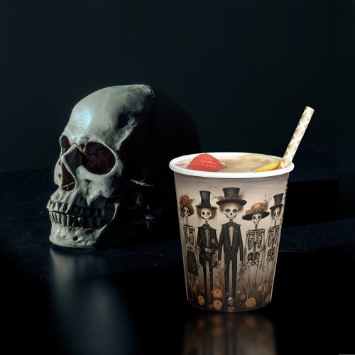 Creepy Skeleton Family Happy Halloween Paper Cups