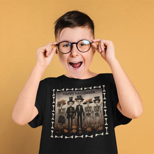 Creepy Skeleton Family Happy Halloween T_Shirt