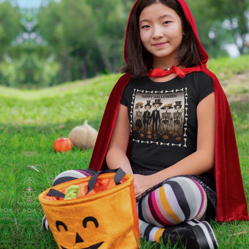 Creepy Skeleton Family Happy Halloween T_Shirt