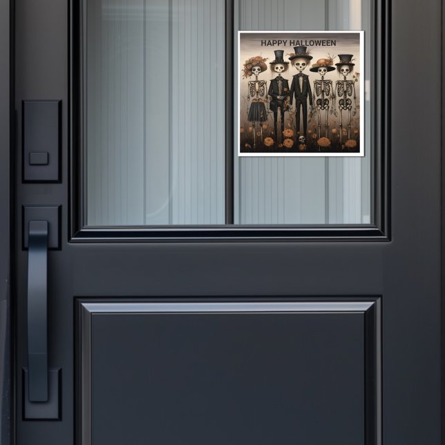 Creepy Skeleton Family Happy Halloween Window Cling (Creator Uploaded)