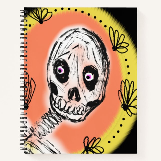 Creepy Skeleton Halloween Doodle  Notebook (Front)