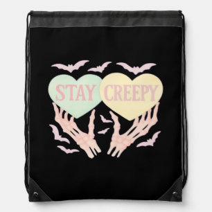 Creepy Skeleton Hand Holding Hearts Pastel Goth  Drawstring Bag