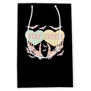 Creepy Skeleton Hand Holding Hearts Pastel Goth  Medium Gift Bag