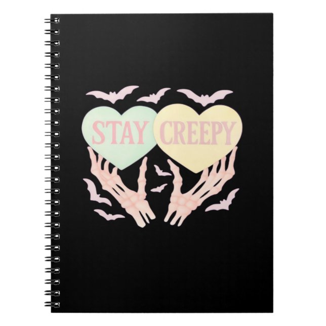 Creepy Skeleton Hand Holding Hearts Pastel Goth  Notebook (Front)