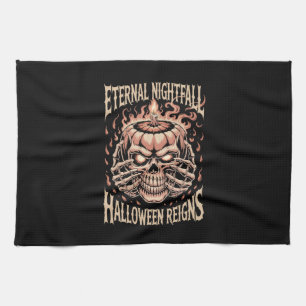 Creepy Skeleton Hands Pumpkin Skull Kitchen Towel
