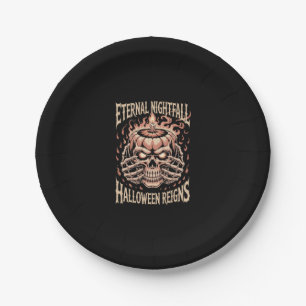 Creepy Skeleton Hands Pumpkin Skull Paper Plates