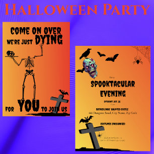 Creepy Skeleton Spooktacular Halloween Party Invitation
