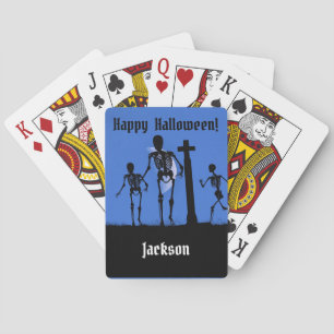Creepy Skeletons in Graveyard  Poker Cards