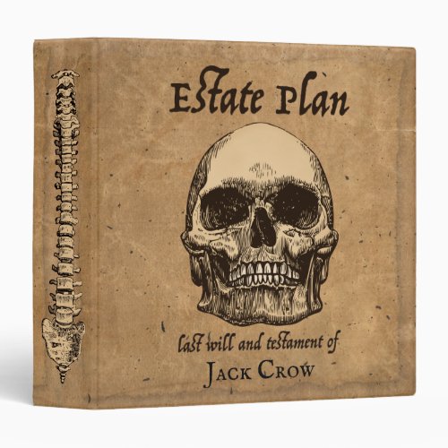 Creepy Skull and Bones Estate Plan Organizer 3 Rin 3 Ring Binder