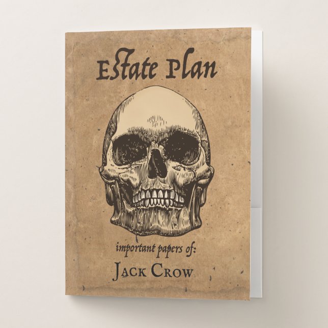 Creepy Skull and Bones Estate Planning Pocket Folder (Front)