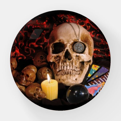 Creepy Skull and Tarot Cards Paperweight