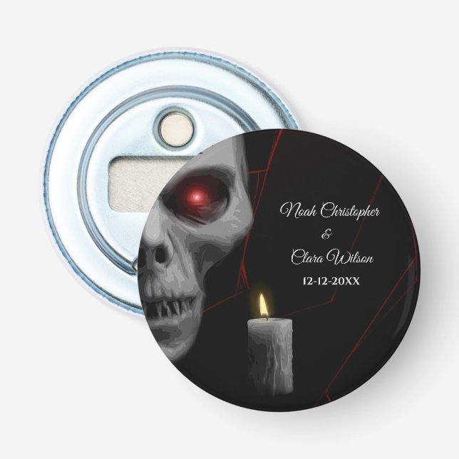 Creepy Skull Candle Gothic Spider - Dark Moody Bottle Opener (Front)