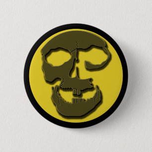 Creepy Skull Face and Full Moon Products Pinback Button