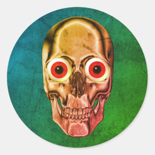 Creepy Skull Face Eyeballs Halloween Classic Round Sticker