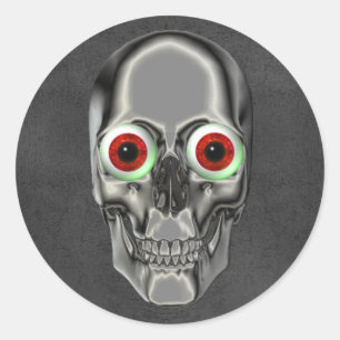 Creepy Skull Face Eyeballs Halloween  Classic Round Sticker