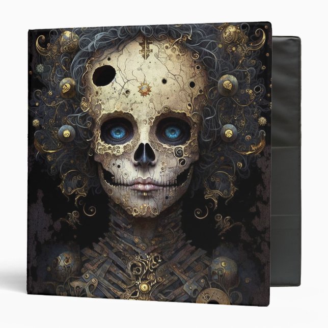 Creepy Skull Gothic Dark Fantasy Art 3 Ring Binder (Front/Inside)
