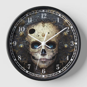 Creepy Skull Gothic Dark Fantasy Art Clock