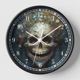 Creepy Skull Gothic Dark Fantasy Art Clock