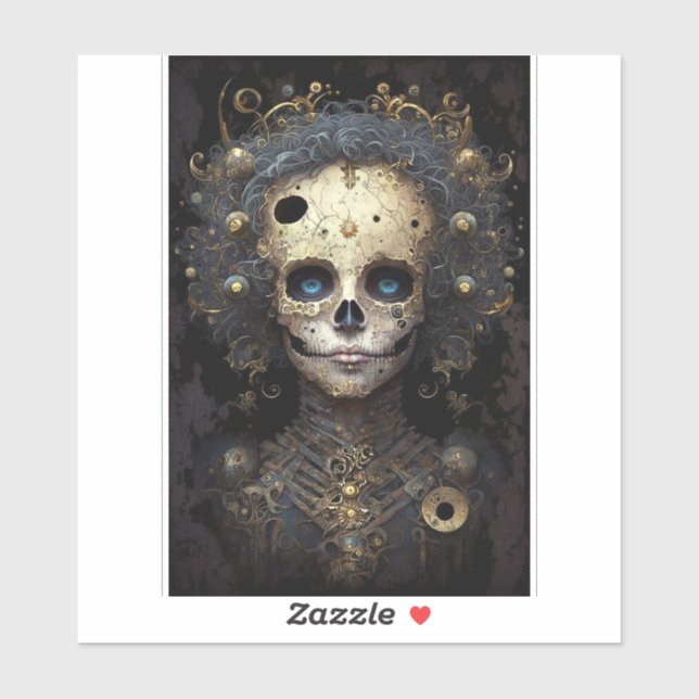 Creepy Skull Gothic Dark Fantasy Art Sticker (Sheet)
