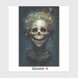 Creepy Skull Gothic Dark Fantasy Art Sticker