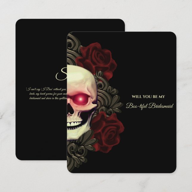 Creepy Skull Hallowedding Bridesmaid Proposal Card (Front/Back)