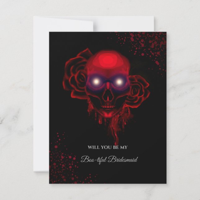 Creepy Skull Halloween Bridesmaid Proposal Card (Front)