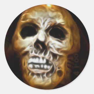 Creepy Skull Halloween Classic Round Sticker