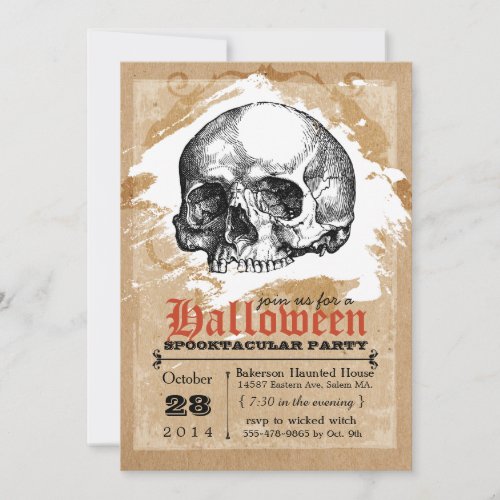 Creepy Skull Halloween Party Invitations