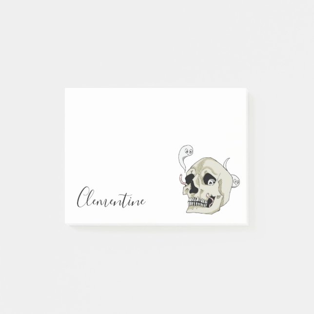 Creepy Skull Illustration | Add Your Name Post-it Notes (Front)