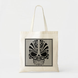 Creepy Skull Illustration Tote Bag