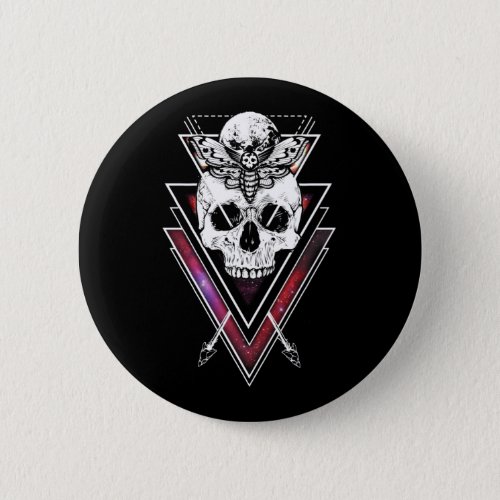 Creepy Skull Moon Moth Pastel Goth Button