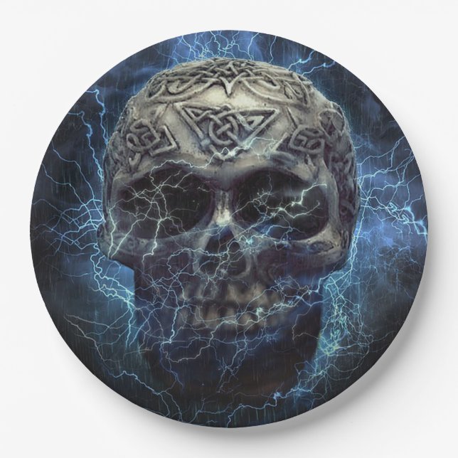 Creepy Skull Paper Plates (Front)
