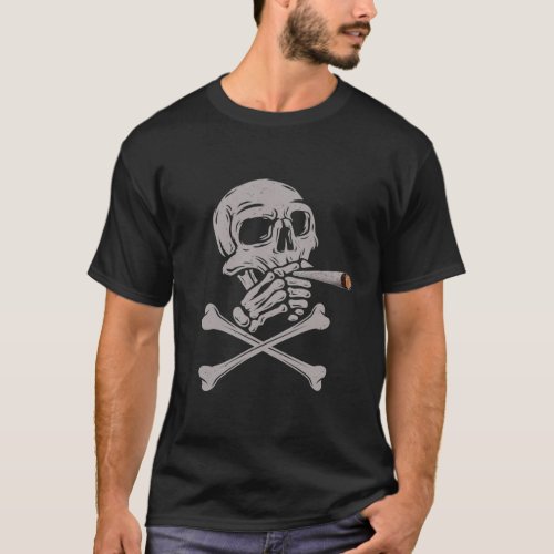 Creepy Skull Smoking Cigarette And Putting Spells T_Shirt