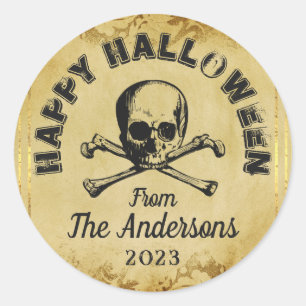 Creepy Skull Spiders Gothic Halloween Party Classic Round Sticker