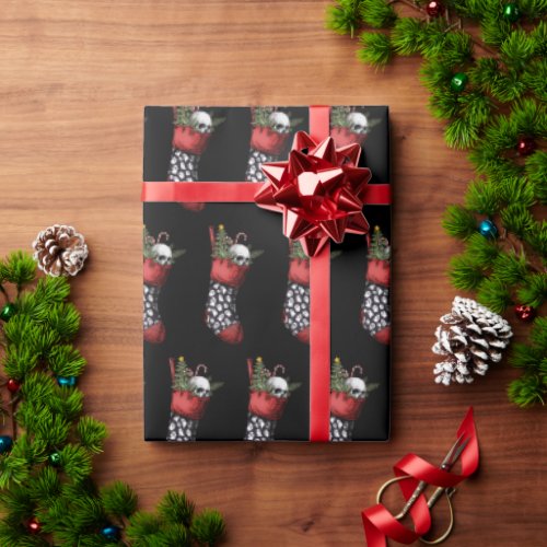 Creepy Skull Stocking Wrapping Paper