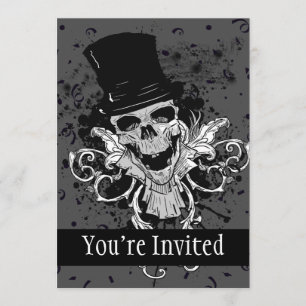 Creepy Skull With Top Hat Invitation
