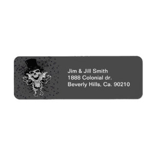 Creepy Skull With Top Hat Label