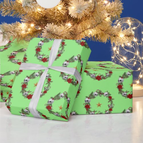 Creepy Skull Wreath Wrapping Paper