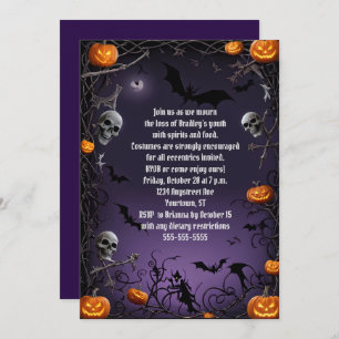 Creepy Skulls Adult Halloween Birthday Party Invitation