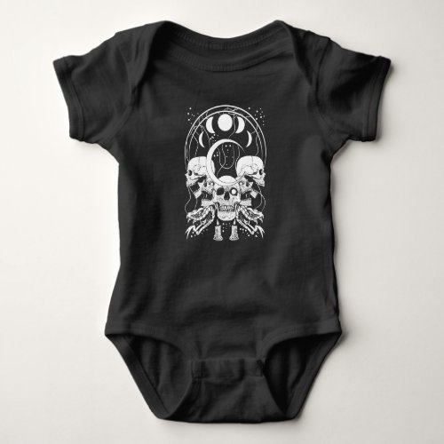 Creepy Skulls Crescent Gothic Moon Phases Snake Baby Bodysuit